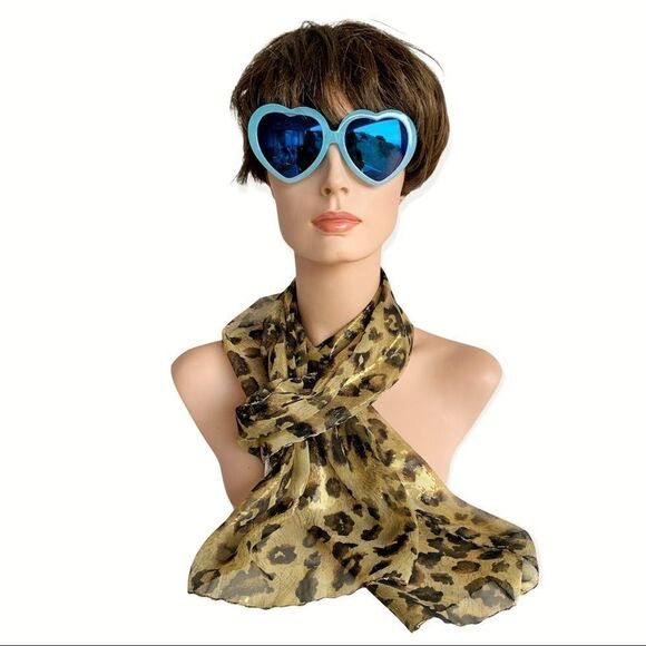 Vintage Oscar De La Renta  Studio,animal print scarf with metallic gold scarf - Picture 6 of 13